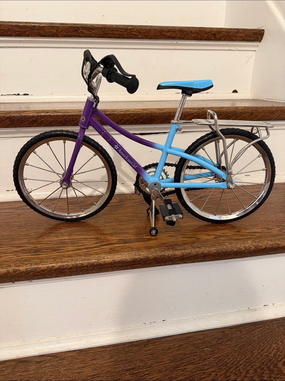 American Girl Purple & Light Blue Trail Bike  Toy with Rear Rack